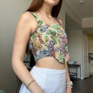 Handmade Floral Tapestry Corset Top